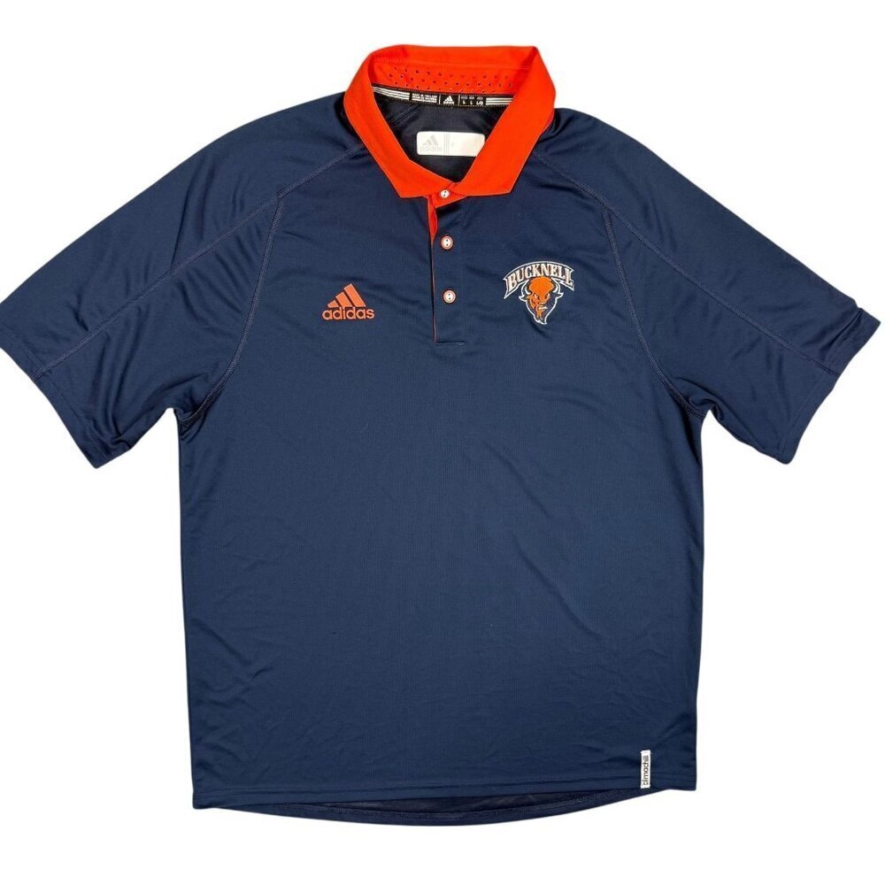 Adidas NCAA Bucknell Bison Short Sleeve Polo Shirt Stretch Blue Large